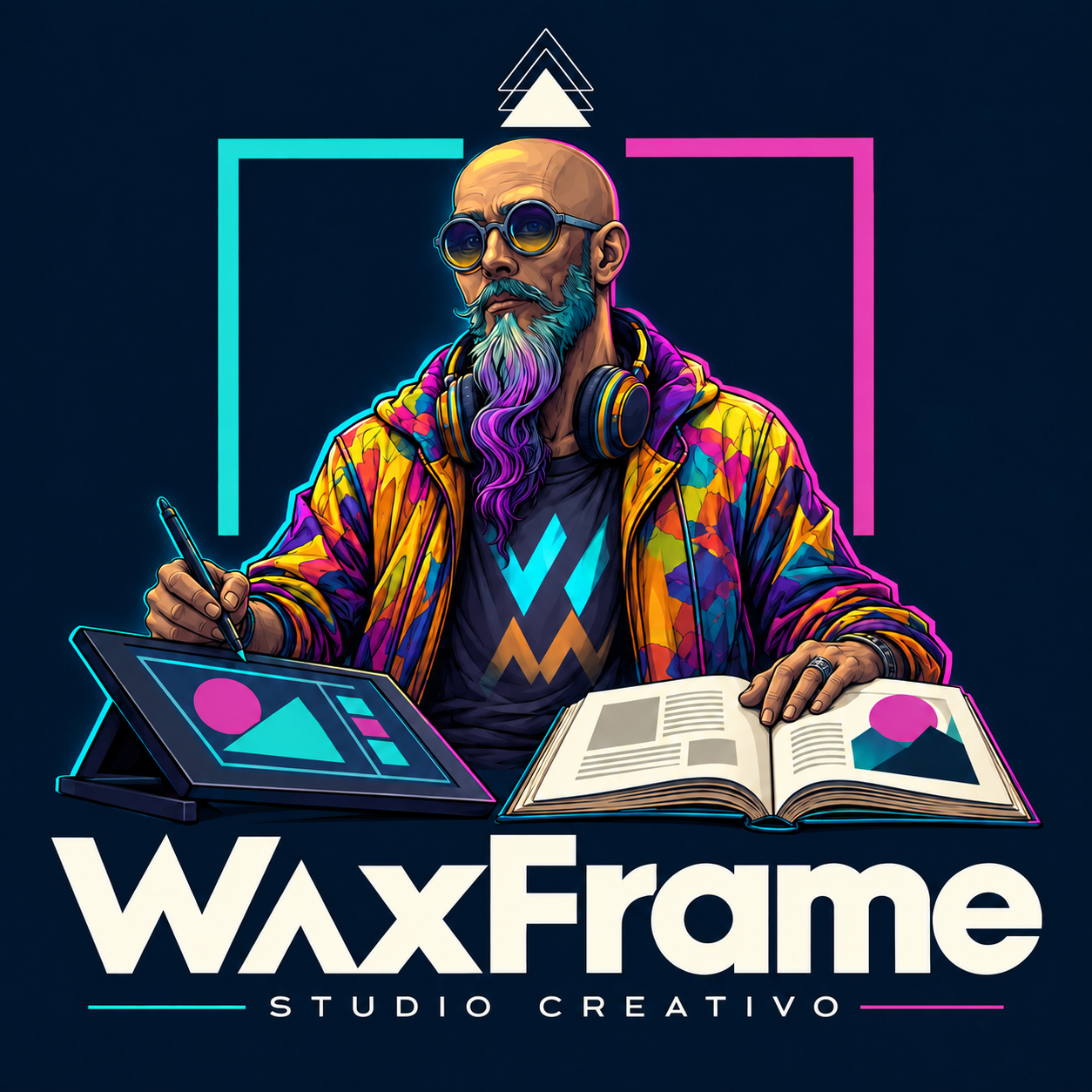 WaxFrame Studio Creativo: marchio illustrato originale